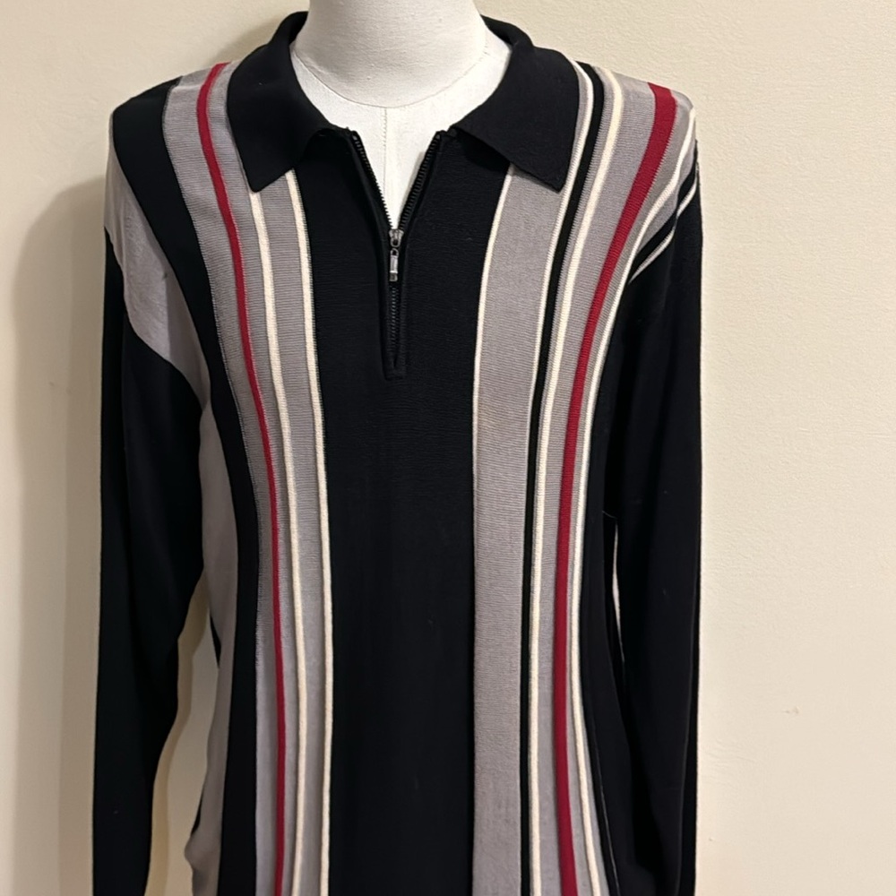 Protégé Collection Silk & Cotton Black, Tan, Gray Long Sleeve Sweater Vintage
